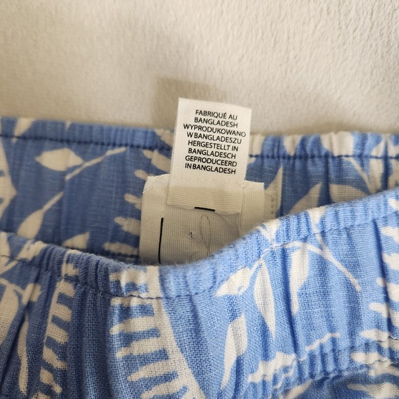 Joie 100% Linen Pants Wide Leg Small Blue White Floral Beach Pull‎ on NWOT - Picture 12 of 14